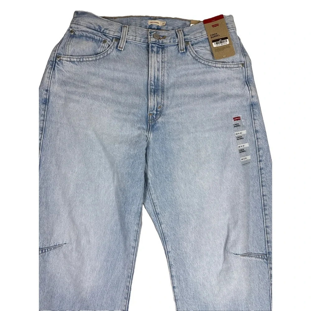 Levi's Cinch Barrel Jeans Womens 32x31 Blue Solid High Rise Loose Fit NWT